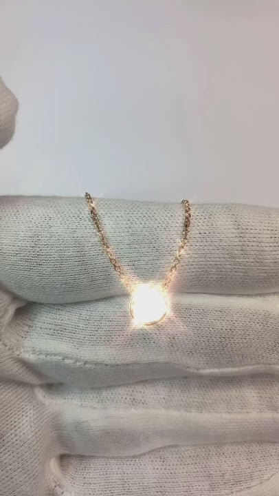 1 Carat Bezel Set Round Natural Earth Mined Diamond Pendant 14K Rose Gold