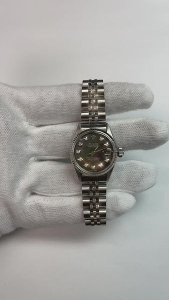 Gray Diamond Dial Rolex Ss Jubilee Datejust Ladies Watch