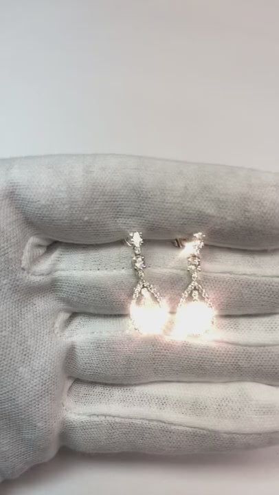 4 Carat Natural Earth Mined Diamond Dangle Earring Pair Pear Drop Earring