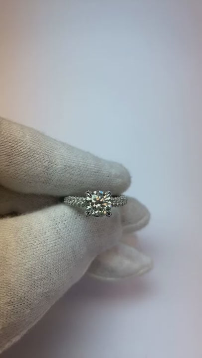Solitaire Genuine Natural Earth Mined Diamond Engagement Ring F Vs1/Vvs1 With Accent 3 Ct. WG 14K