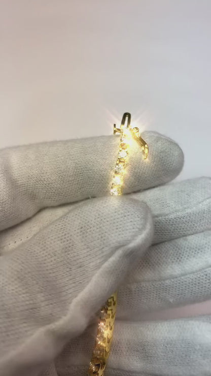 Small Round Cut 3.50 Carats Natural Earth Mined Diamonds Tennis Bracelet Gold Yellow 14K