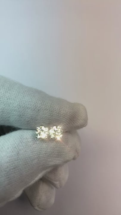 1 Carat Round Cut Natural Earth Mined Diamond Lady Stud Earring White Gold 14K Fine Jewelry
