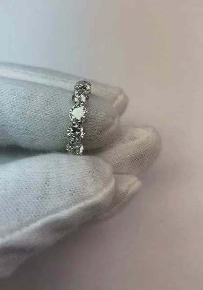 5.60 Carats Round Natural Earth Mined Diamond Eternity Wedding Band 14K White Gold