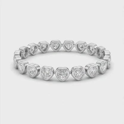 Lab Grown Diamond Tennis Bracelet 7 Carat Heart Bezel 14K White Gold 7 Inch