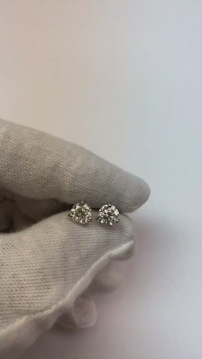 2.10 Carats Prong Setting Solitaire Round Natural Earth Mined Diamond Stud Earring