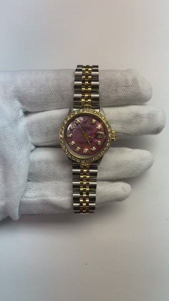 Pink Diamond Dial Bezel Ss & Gold Jubilee Bracelet Lady Rolex