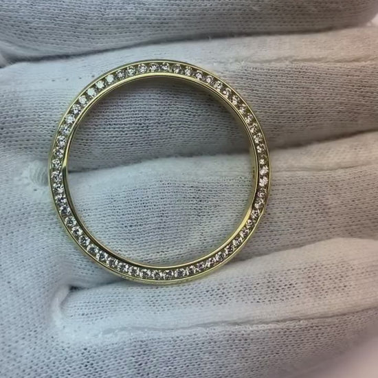 Yellow Gold 18K Custom Diamond Bezel To Fit Rolex Date Men's Watch 2 Ct