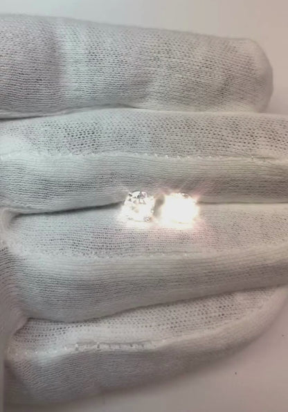 Natural Earth Mined Diamond Stud Earrings 1.80 Carats White Gold 14K