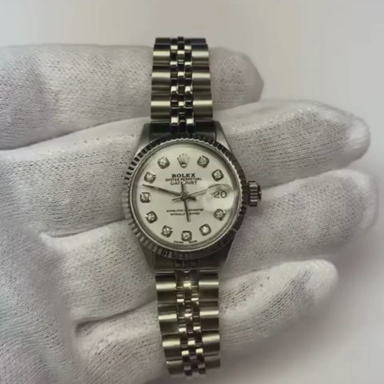 White Diamond Dial Rolex Date Just Watch Jubilee Ss Bracelet