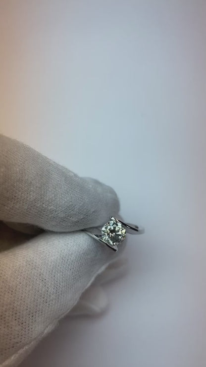 Solitaire Round 1.25 Carats Real Natural Earth Mined Diamond Wedding Ring White Gold 14K