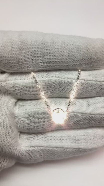 1 Carat Sparkling Natural Earth Mined Diamond Necklace Pendant White Gold 14K F VS1