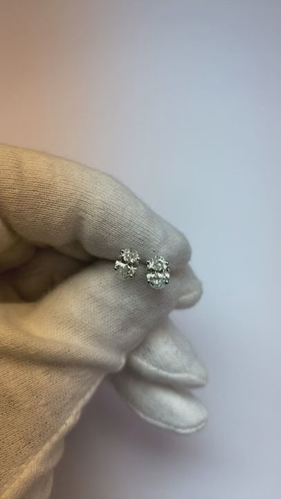 Oval Cut Natural Earth Mined Diamond F Vs1 Stud Earring 1.50 Carat White Gold 14K