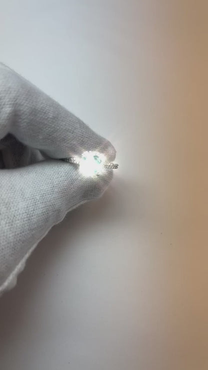 1.91 Carats Blue Cushion Halo Center Gemstone Ring White Gold 14K