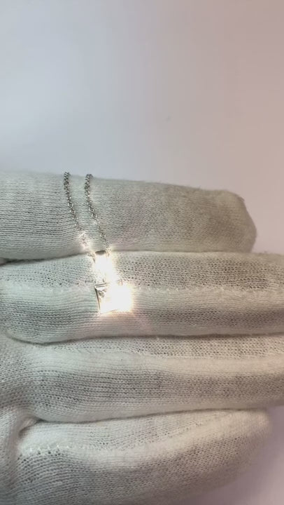 Solitaire Princess Cut Natural Earth Mined Diamond Necklace Pendant 1 Carat Bezel Set