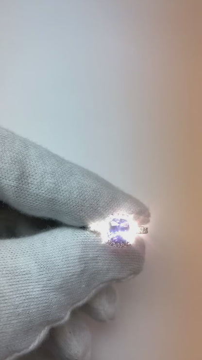 Cushion Shape 2.25 Carats Tanzanite With Natural Earth Mined Diamond Wedding Ring Jewelry