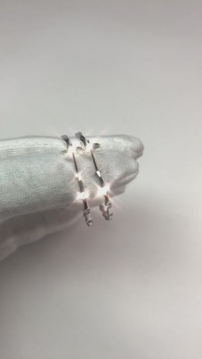 Natural Earth Mined Diamond Inside/Outside Hoop Earrings 14K Rose Gold