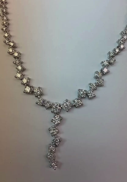 16 Carats Round Natural Diamond Diamond Women Jewelry Necklace Solid White Gold 14K