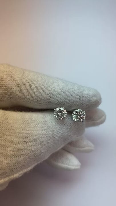 Four Prong Round Natural Earth Mined Diamond Stud Earring 2.50 Carats White Gold 14K