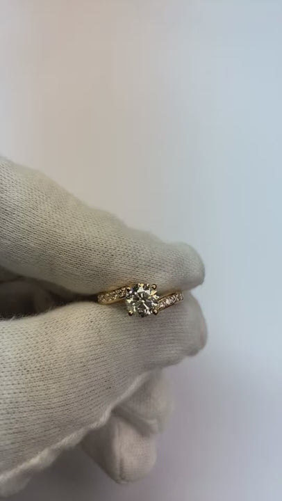 1.20 Carats Round Natural Earth Mined Diamond Wedding Ring Jewelry Solitaire With Accents