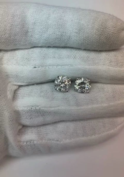 4.50 Ct Brilliant Cut Natural Diamonds Lady Studs Earrings White Gold 14K