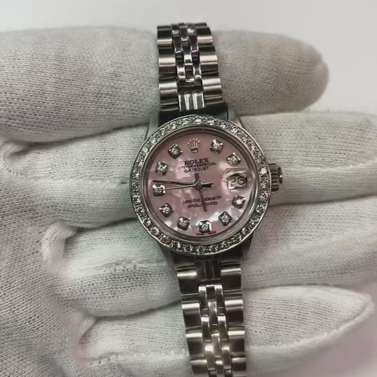 Rolex Datejust Ss Jubilee Bracelet Pink Mop Diamond Dial Ladies Watch