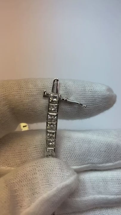 Princess Cut Sparkling Natural Earth Mined Diamonds Tennis Bracelet Wg 14K 14.70 Carats