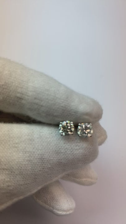 Four Prong Natural Earth Mined Diamond Stud Earring 1.30 Carats White Gold 14K Jewelry