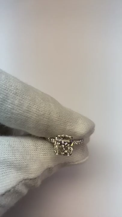 3.50 Carats Cushion Old Miner Natural Earth Mined Diamond Engagement Ring White Gold 14K