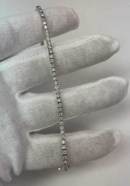 Genuine  4  Carats Round Cut Diamond Tennis Bracelet Solid White Gold Jewelry