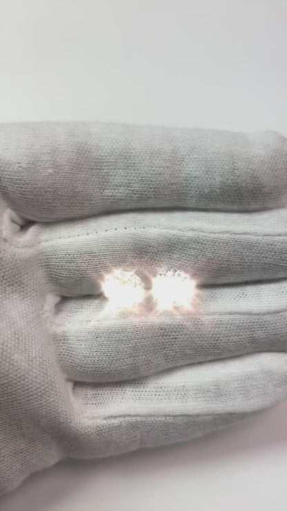 Round Natural Earth Mined Diamond Studs Triple Excellent Stones 4.50 Ct Gold White 14K