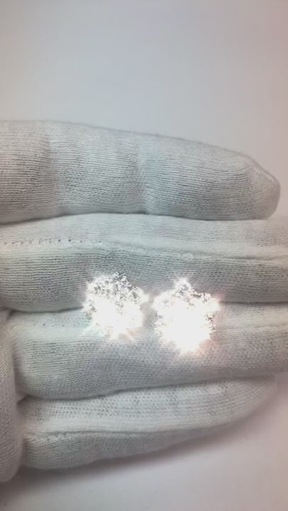 4.50 Ct Gorgeous Studs Earrings Halo Brilliant Cut Natural Earth Mined Diamonds Gold White