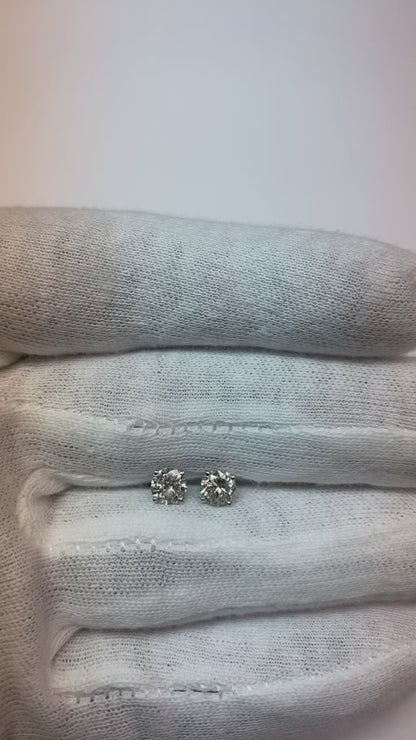 1 Carat Solitaire Natural Earth Mined Diamond Stud Earring 14K White Gold