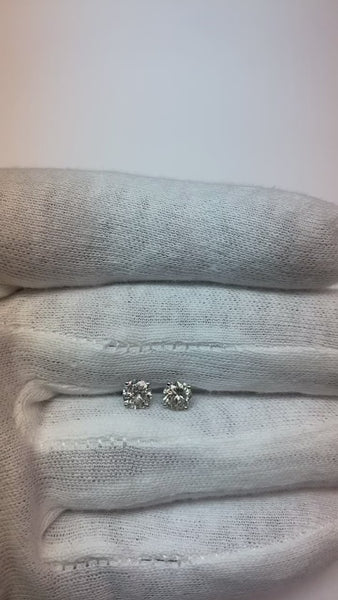 1 Carat Solitaire Diamond Stud Earring 14K White Gold