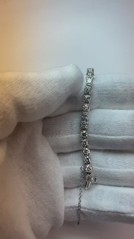 Brilliant Cut Natural Earth Mined Diamond Tennis Bracelet 7.50 Carats WG 14K