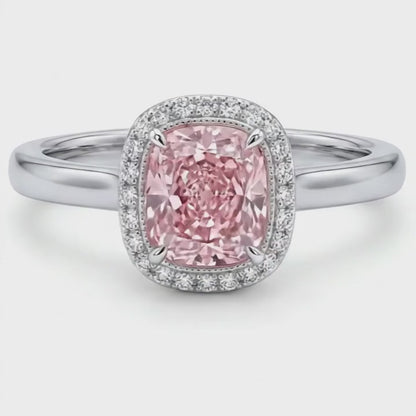 Pink Diamond Engagement Ring 3.2 Carat Cushion