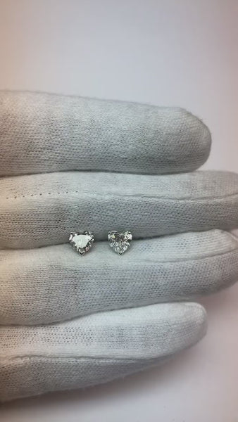 2 Carats Heart Shape Sparkling Diamonds Studs Earring White Gold