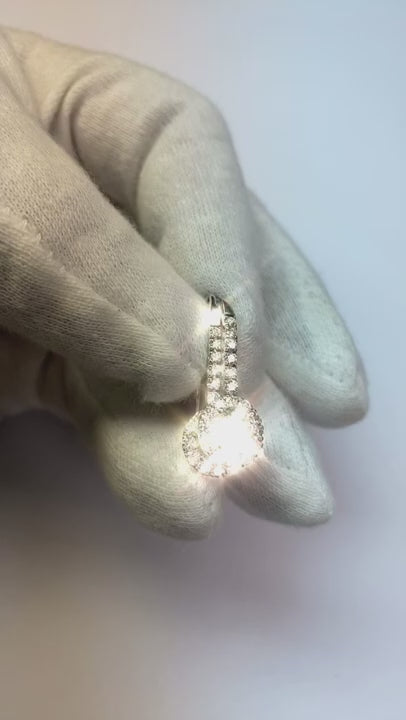 Round Cut 3.40 Carats Natural Earth Mined Diamonds Ladies Dangle Earrings White Gold