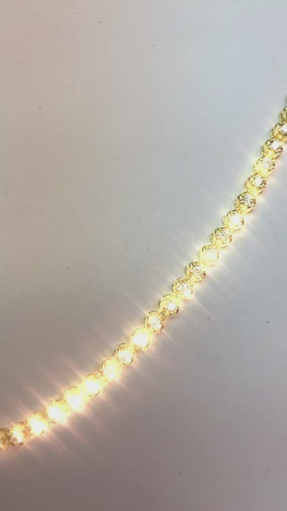 8.8 Ct Natural Diamond Diamond Mens Tennis Necklace 22 Inches Strand Yellow Gold 4.5 mm Wide