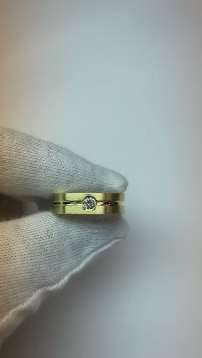 Brushed Finish Round Diamond Men's Ring White Gold 10K 0.20 Carats