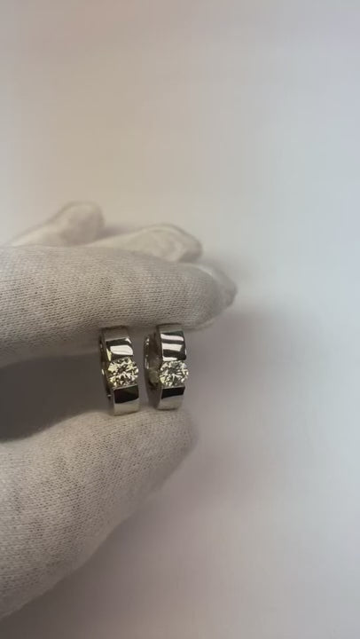 1.5 Ct Round Cut Solitaire Natural Earth Mined Diamond Hoop Earring 14K White Gold