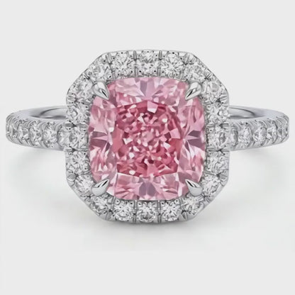 Pink Diamond Engagement Ring 3.35 Carat Cushion