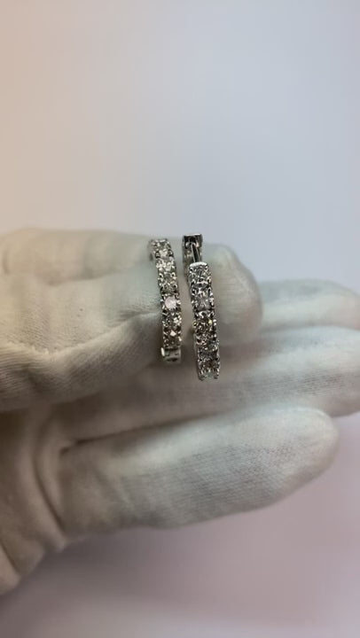 4.75 Ct Brilliant Cut Natural Earth Mined Diamonds Hoop Earrings Gold White 14K Jewelry