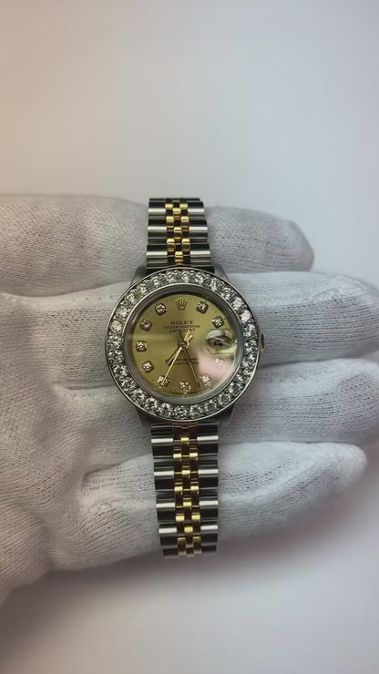 2.50 Carats Round Custom Mined Diamond Bezel Fit To Rolex Datejust Watch 26 mm