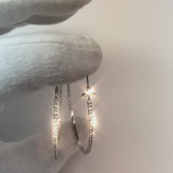  Round Cut Diamonds Women Hoop Earrings