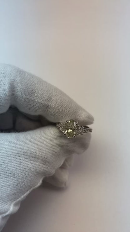 3.50 Carats Oval Natural Earth Mined Diamond Anniversary Ring 3 Stone Style White Gold 14K