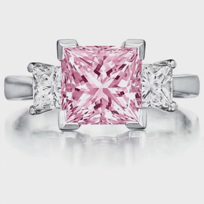 Pink Diamond Engagement Ring 3.9 Carat Princess