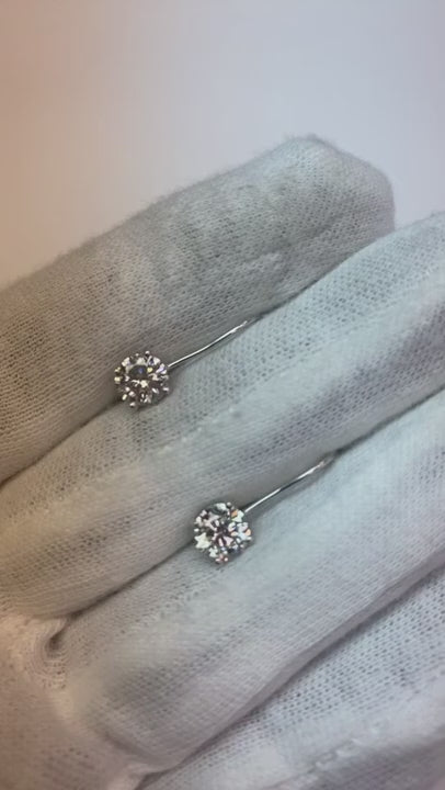 Women Prong Set Round Natural Earth Mined Diamond Lever back Earring 2 Ct. White Gold 14K