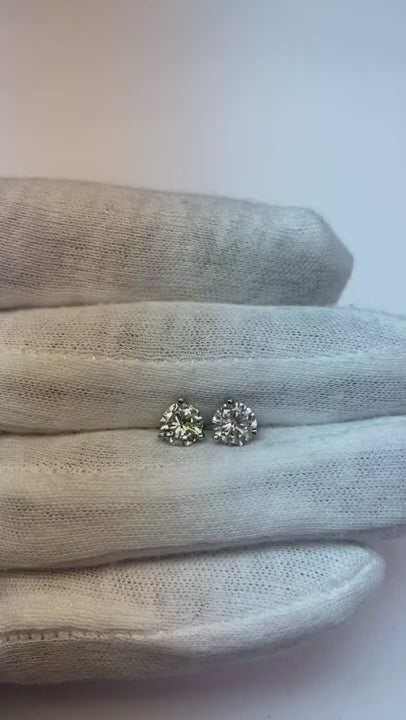 Women 2 Carats Prong Round Solitaire Natural Earth Mined Diamond Stud Earrings Jewelry