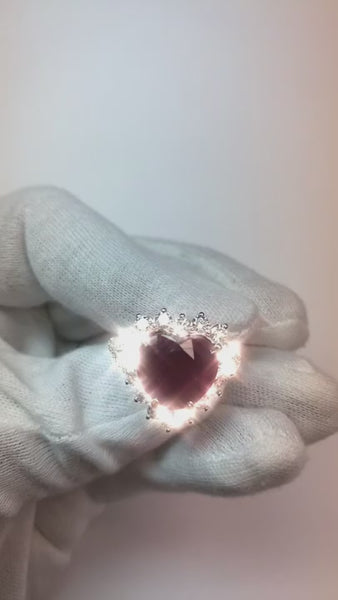 10.75 Carats Heart Shaped Red Aaa Ruby With Diamond Ring