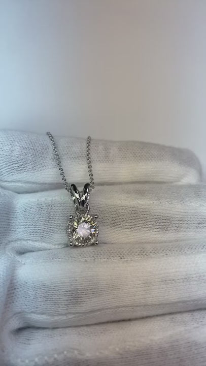 1.25 Carats Round Solitaire Natural Earth Mined Diamond Pendant Necklace White Gold